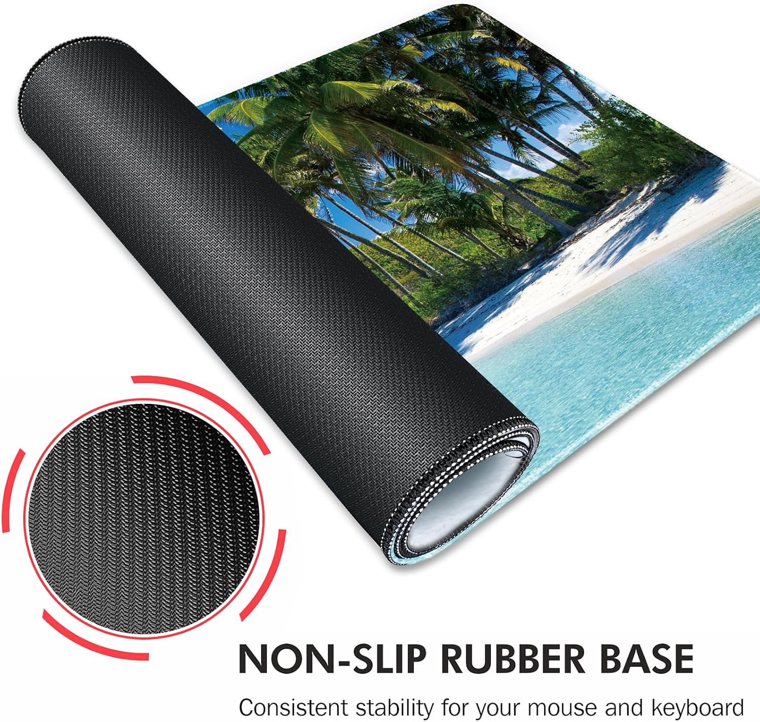 Galdas Gaming Mouse Pad XXL XL Large Long Extended Big Mousepad Non-Slip Rubber Keyboard Mouse Pad with Stitched Edges for Laptop Home Office (31.5x11.8x0.08 Inch) … (Beach 2025)