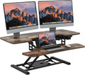 SANODESK Standing Desk Converter with Electric Motor 42" Height Adjustable Riser for Office Home,Dual Monitor and Laptop Workstation with Large Keyboard Tray,Rustic Color