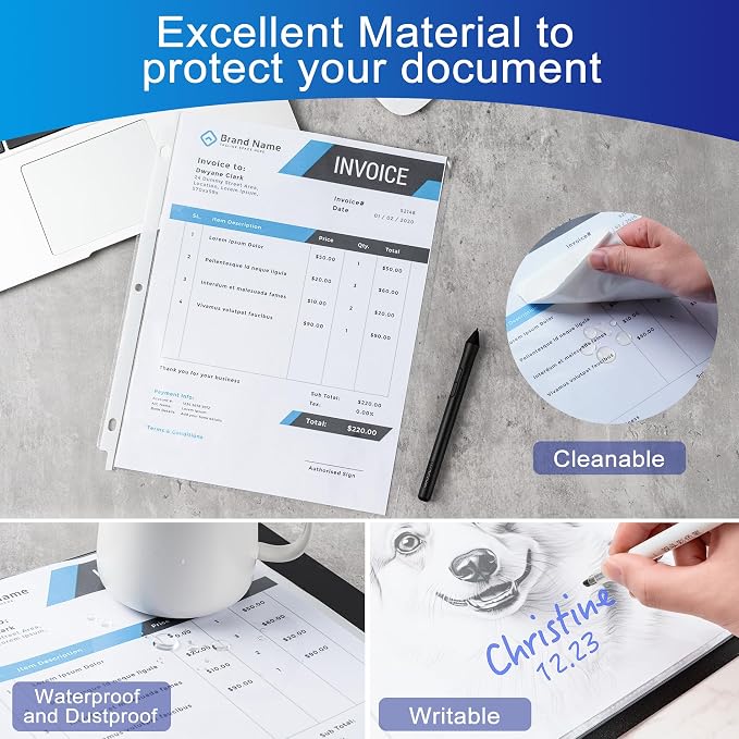 100 Pack Clear Sheet Protectors, 8.5 x 11 inch Page Protectors - Image 4