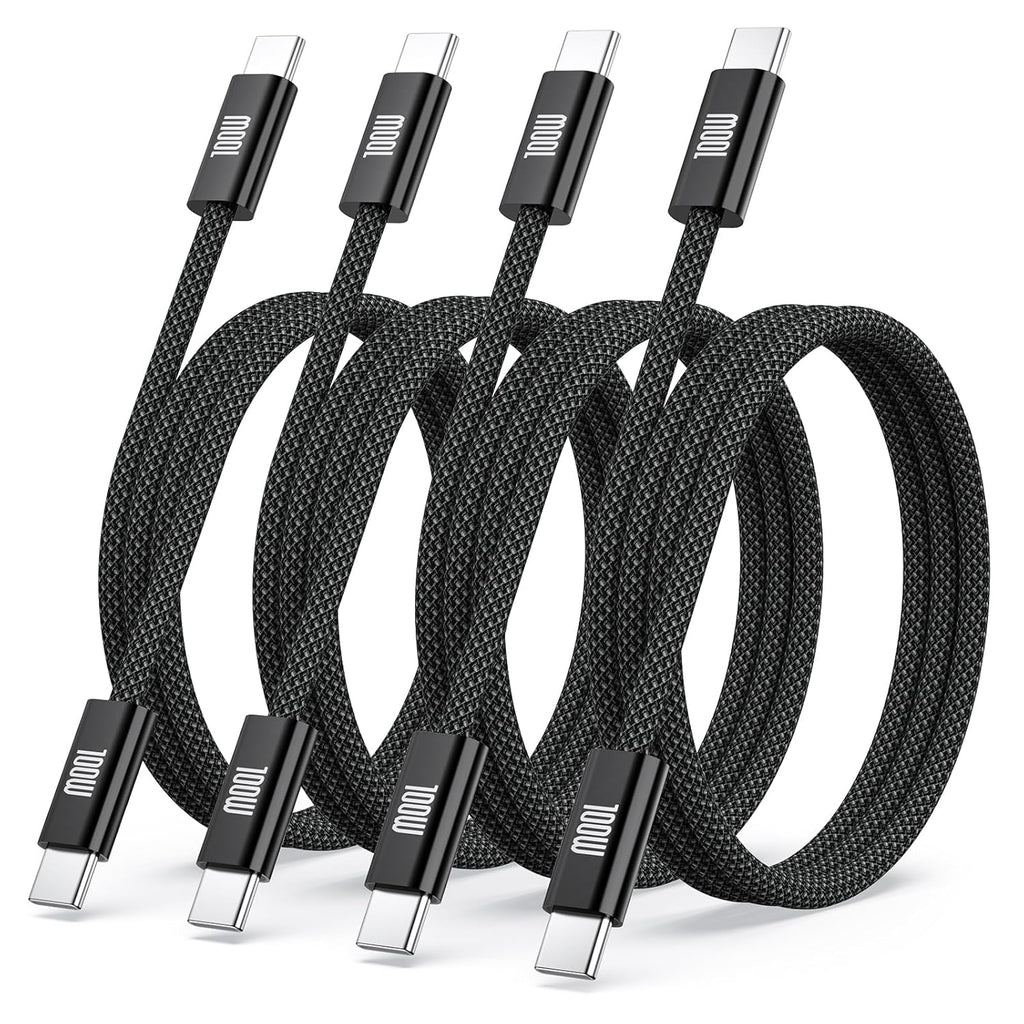 USB C to USB C Cable (3FT, 4Pack), 5A Fast Charging Nylon Braided USB-C to USB-C Phone Charger Type C Cable for iPhone Air 17 16 15 Pro Max,Samsung S25/S24 Ultra,MacBook Pro/Air,iPad,Pixel,PS5,Switch