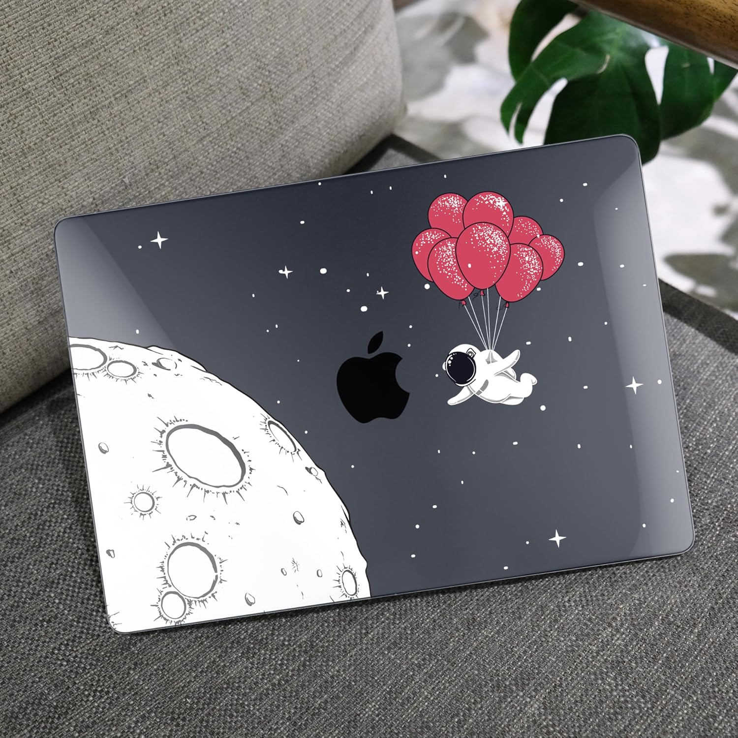 MEEgoodo for MacBook Air 13.3 inch Case 2021 2020 2019 2018 A2337 M1 A2179 A1932, Laptop Shell for MacBook Air M1 with Keyboard Webcam Cover & Trackpad Film & Type C Adapter,Spaceman Fly With Balloons