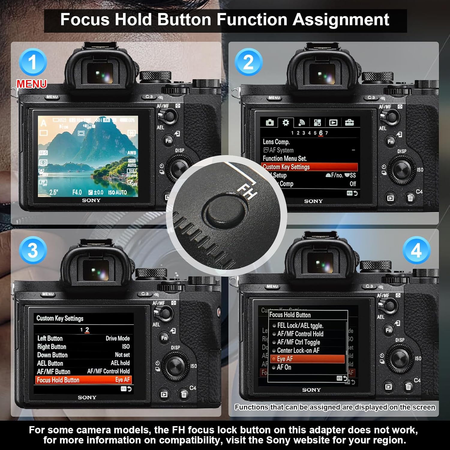 GEORDGY Lens Mount Adapter, EF-SE Pro for Canon EF/EF-S Lenses, Compatible with Sony E-Mount Series Cameras, Custom Assignable Functions to Focus Lock Button