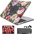 Batianda Premium Case for New MacBook Air 15 inch 2025 M4 2024 2023 with M3 M2 Chip Model A3241/A3114/A2941, Designed Protective Plastic Hardshell & Keyboard Cover & Screen Protector, Peony