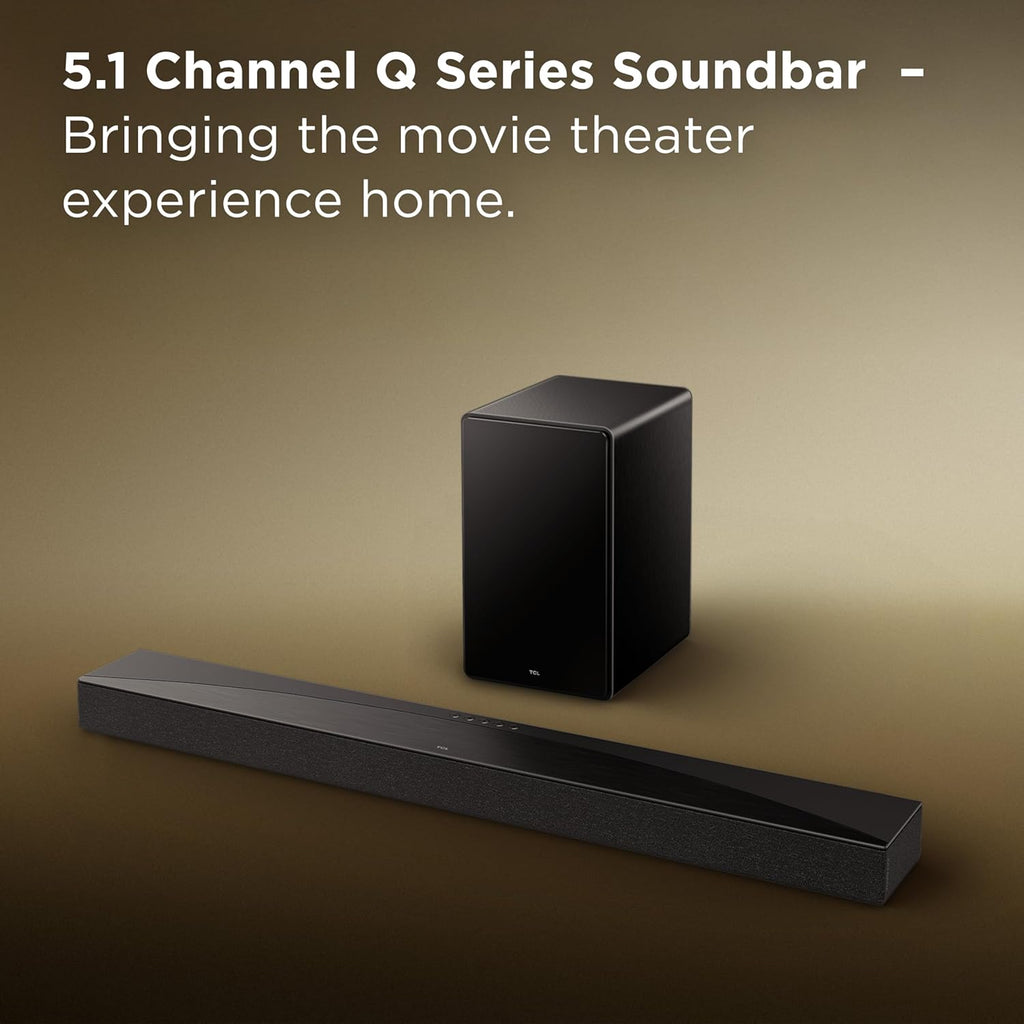 TCL Q65H Q Class 5.1 Channel Sound Bar with Dolby Atmos, DTS:X, Ray Danz Technology, Wireless Subwoofer, Wireless Surround Speakers, and Bluetooth Music Streaming