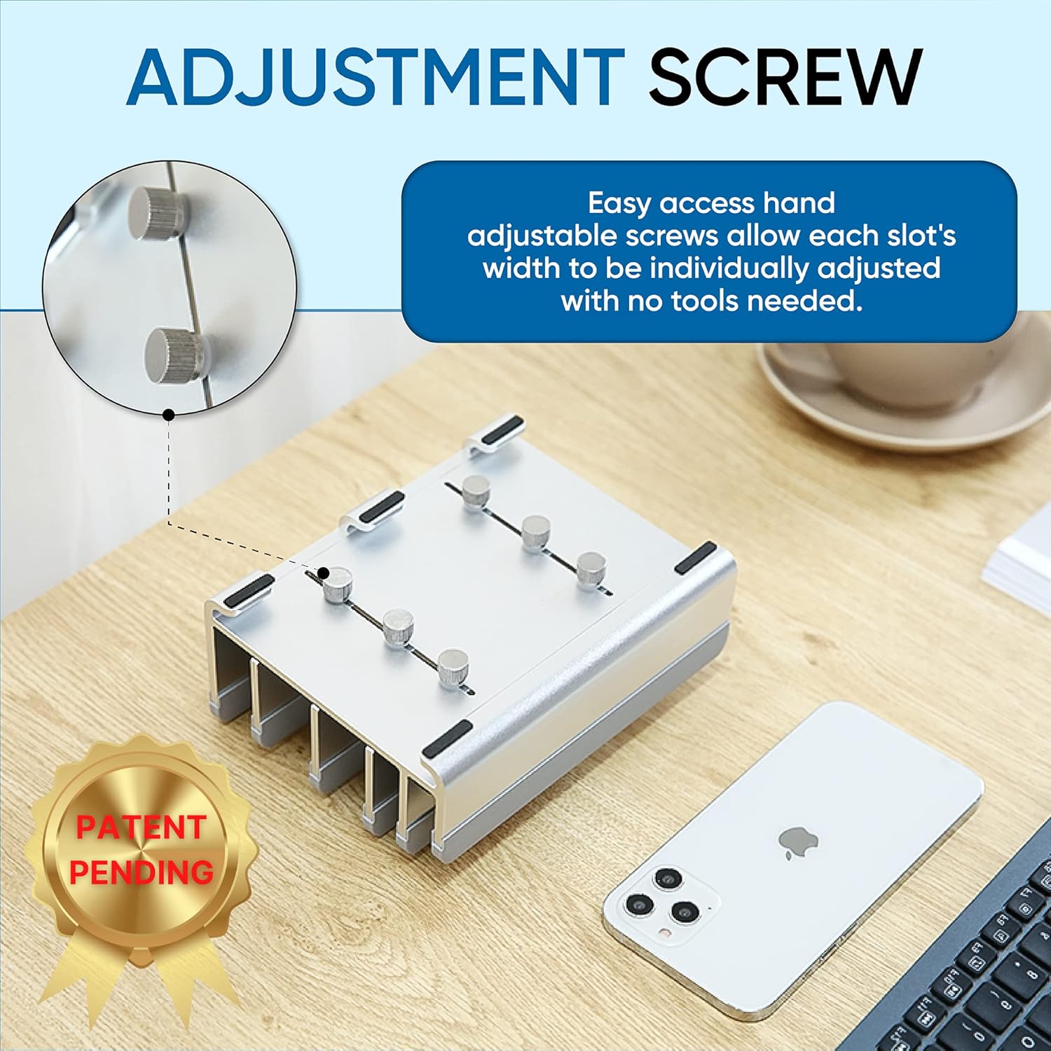 Elestoria Adjustable Laptop Stand - Fits 5 Devices, Modern Design, Tool Free Adjustment, Protective & Stable