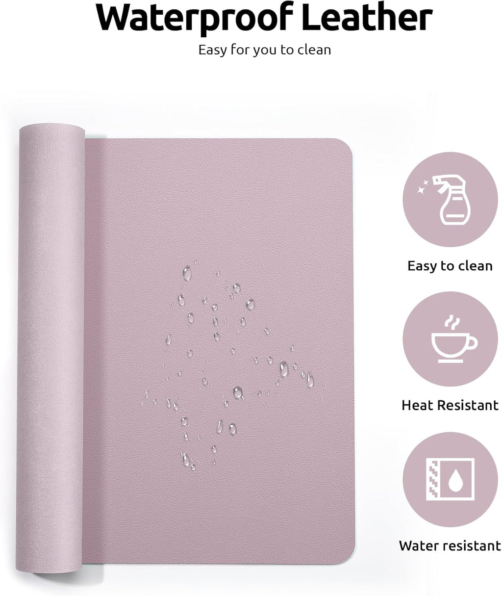 YSAGi Leather Desk Pad Protector, Office Desk Mat, Large Mouse Pad, Non-Slip PU Leather Desk Blotter, Laptop Desk Pad, Waterproof Desk Writing Pad for Office and Home (Grayish Lavender, 23.6" x 13.8")