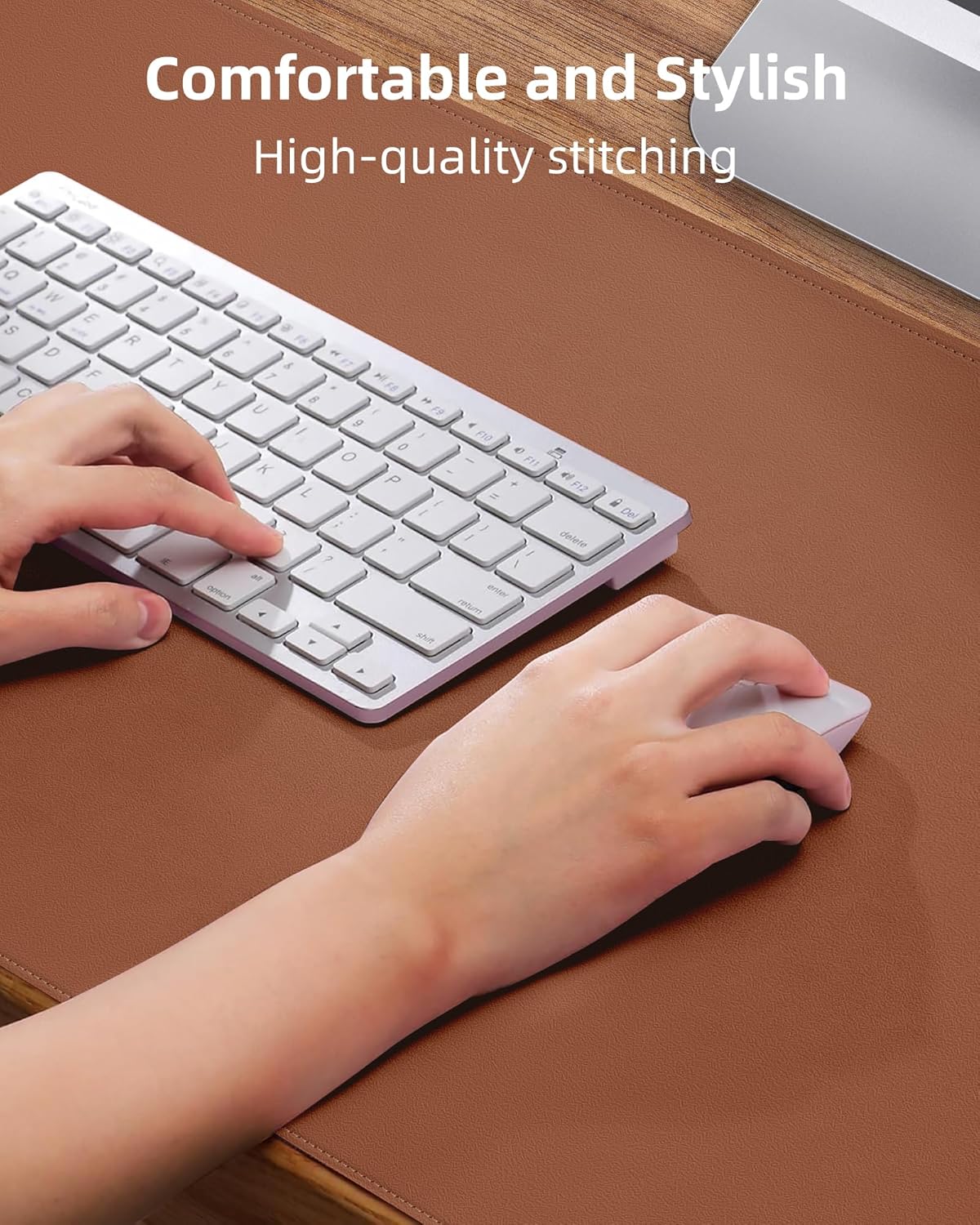 Leather Mouse Pad & Desk Blotter Mat - Non-Slip PU Laptop Desk Pad, Waterproof Writing Pad for Office & Home (Brown, 36" x 17")