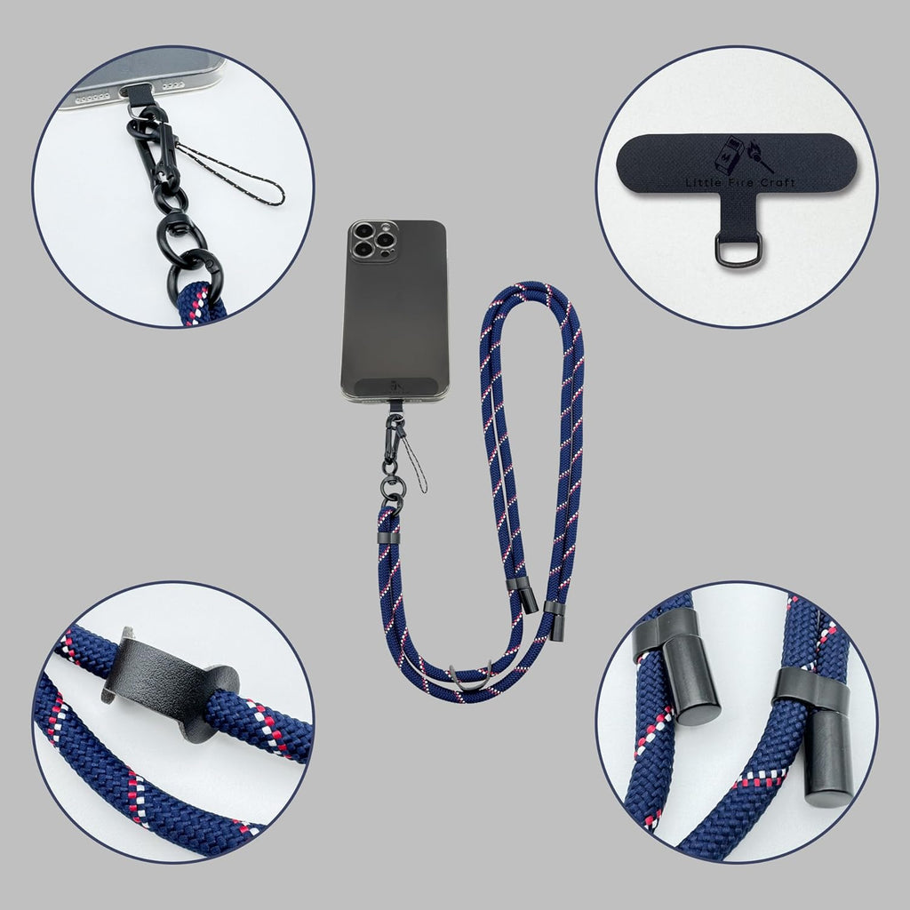Adjustable Cell Phone Lanyard Crossbody Smartphone Strap Soft Rope Phone Lanyard for Around the Neck Holder (Navy)
