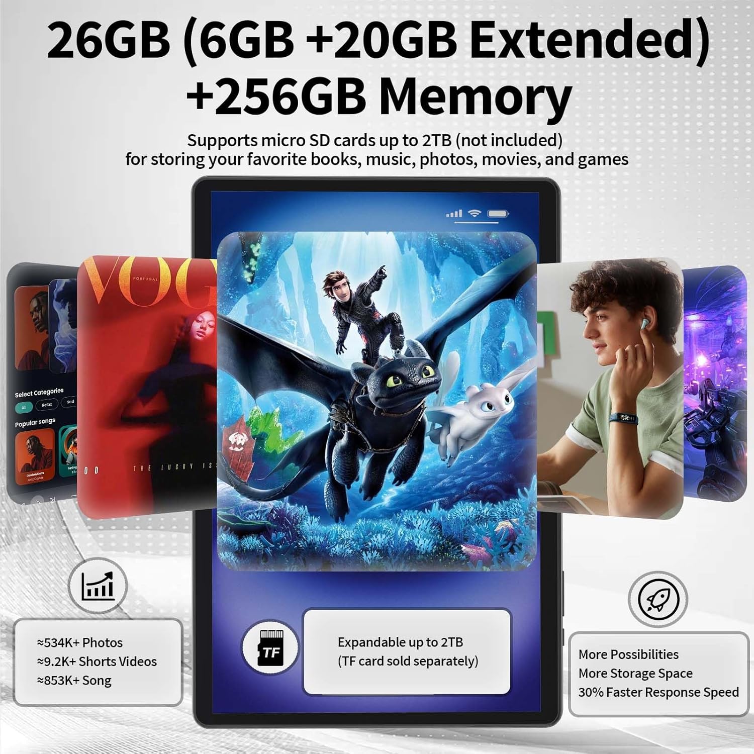 2025 Tablet, Android 14 Tablets 10 inch with Keyboard, 26GB RAM+256GB ROM(2TB Expand), 2-in-1 Tablets with 8-Core, 8000mAh, 5G WiFi, Widevine L1, GMS, with Case, Keyboard, Mouse, Stylus (Pink)