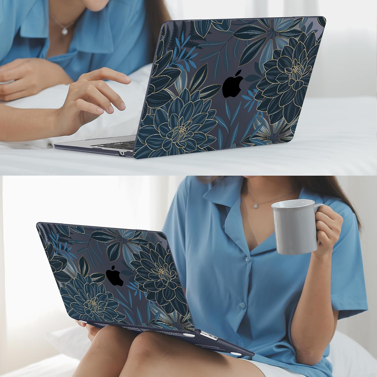 Mektron for 2025 M4 MacBook Air 13.6 Inch A3240 Case Fits 2023 A2681 M2 2024 A3113 M3 Chip with Liquid Retina Display, Printed Plastic Hard Shell Cover for MacBook Air 13.6", Dahlia Flower C035