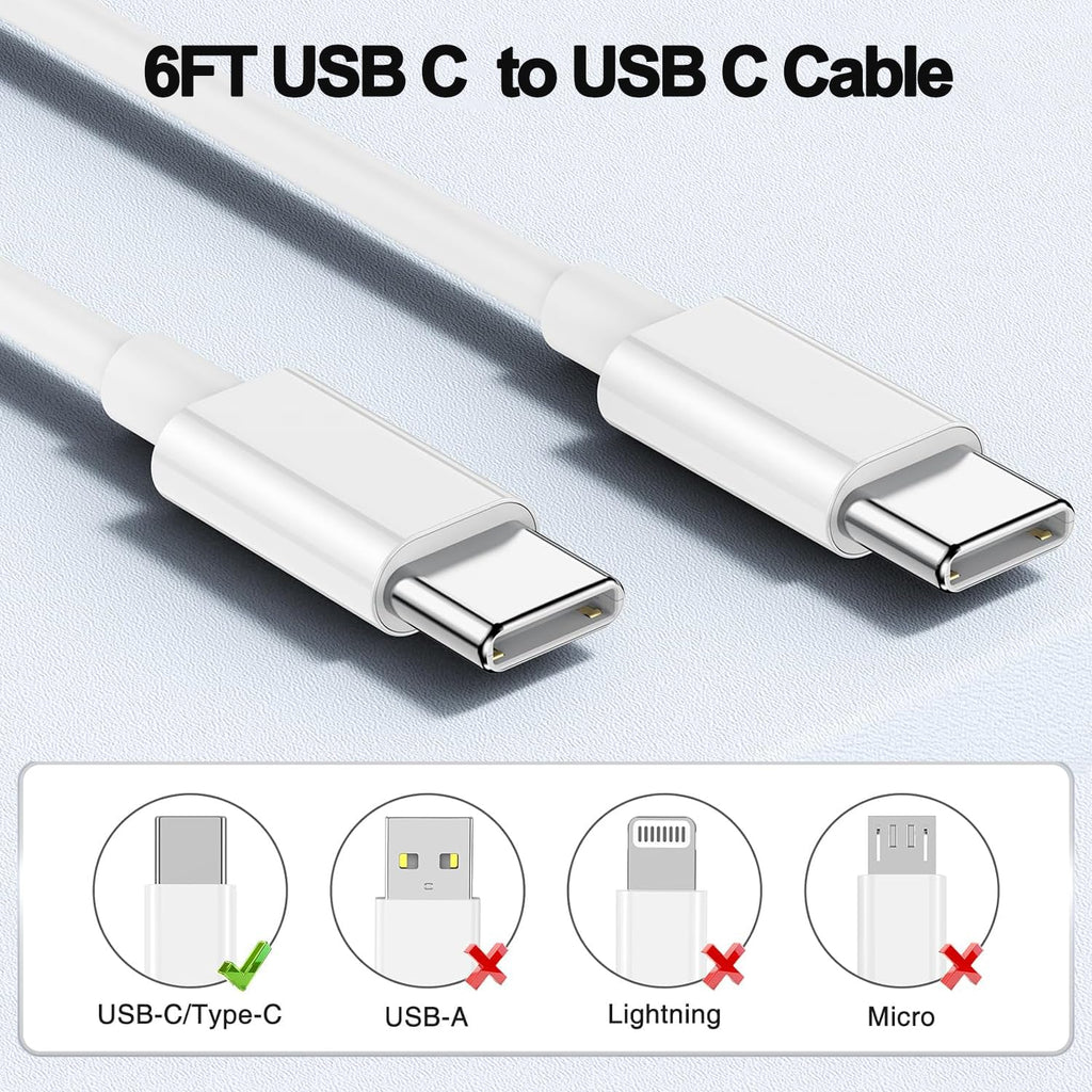 iPhone 16 15 Charger,USB C Charger Fast Charging,2Pack Dual Port Fast Wall Chargers Block with 6FT USB C to C Cable for iPhone 16e/16 Pro Max/16 Pro/16 Plus/15 Pro Max/15/iPad Pro/Air/Mini/AirPod
