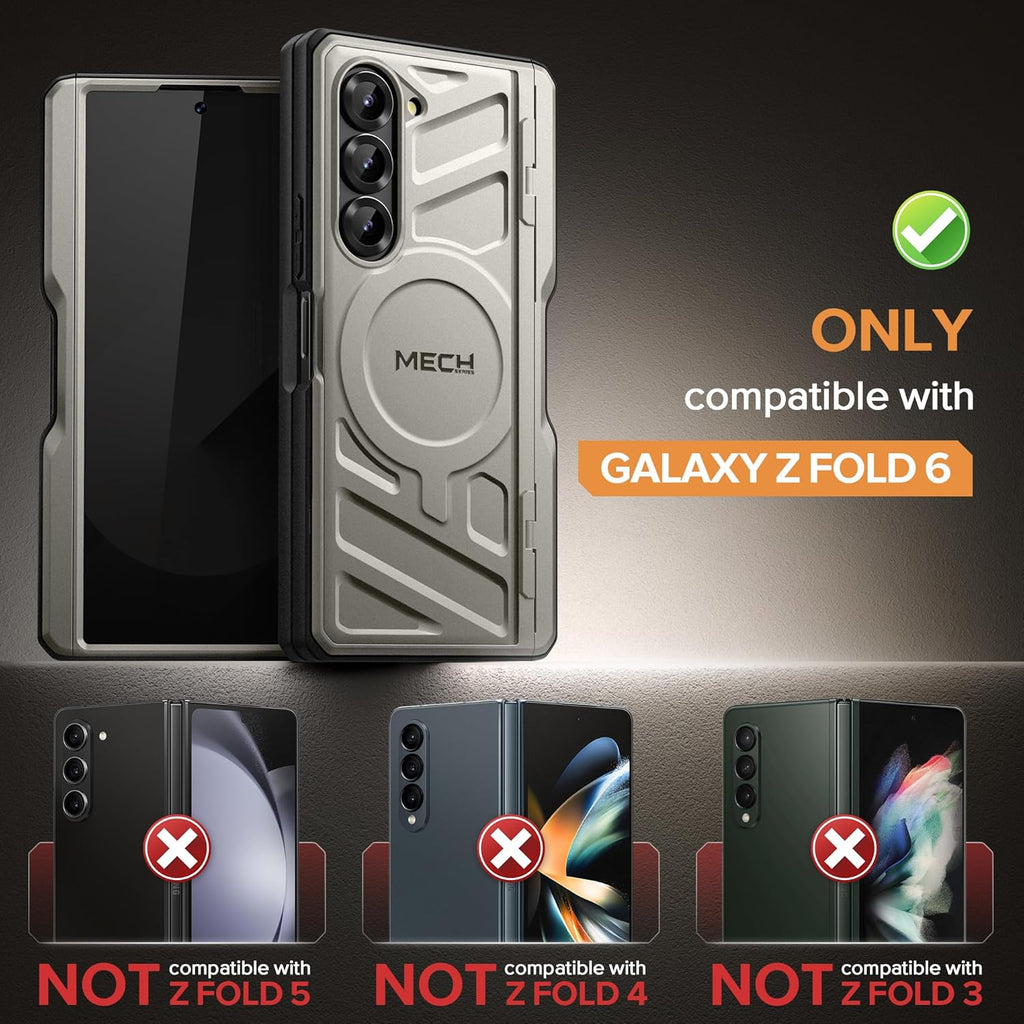 TONGATE for Samsung Galaxy Z Fold 6 Case with Privacy Screen Protector, [Compatible with MagSafe][Anti Spy] Shockproof Z6 Phone Case, Built-in Kickstand & Belt Clip & S Pen Holder for Z Fold 6, Tigray