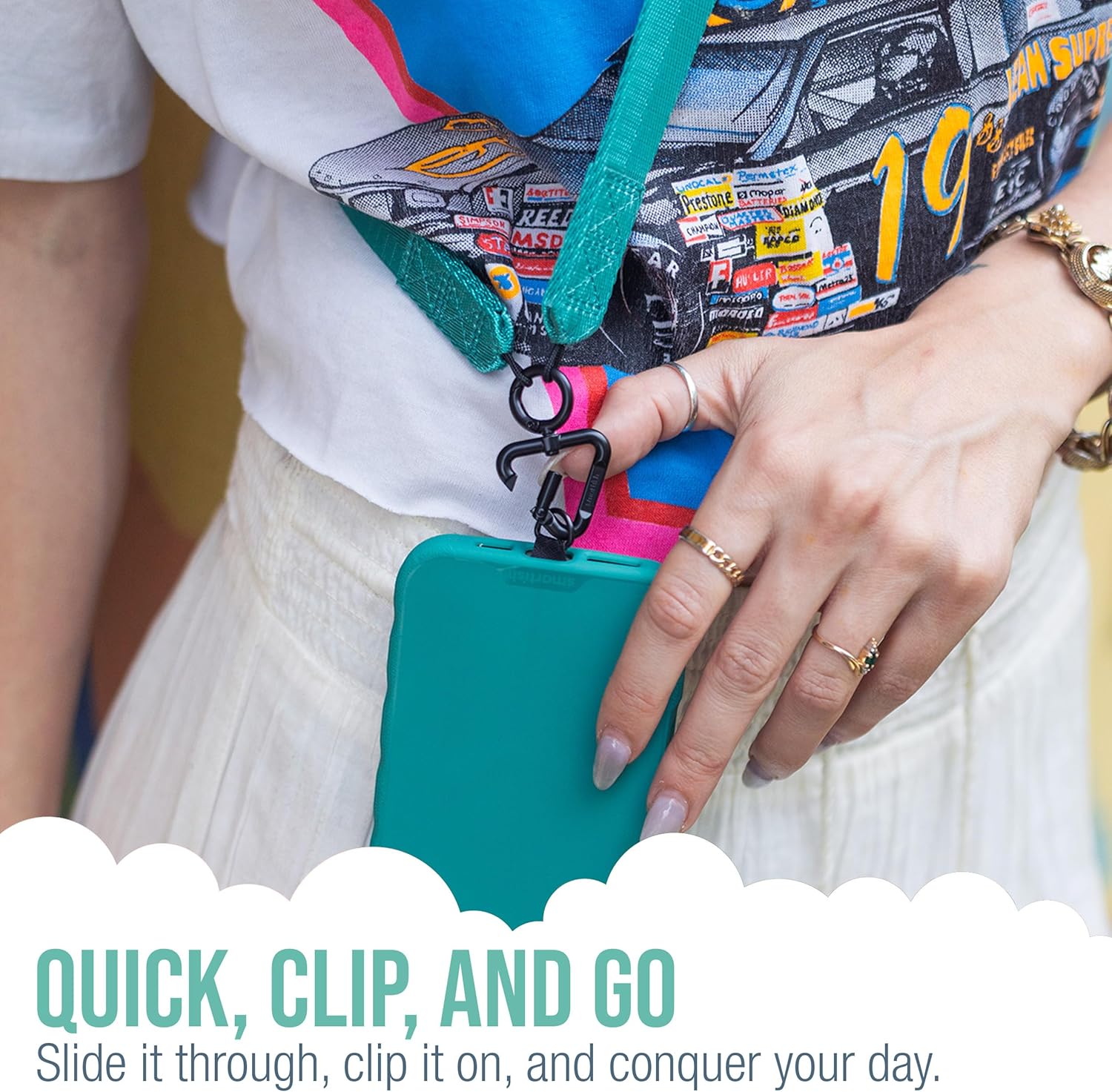 Smartish Phone Lanyard - Case Clinger - Universal iPhone Holder w/Detachable Crossbody Shoulder Neck Strap w/Storage Loops, Fidlock, Insert for Phone Cases iPhone, Galaxy, Pixel - Black Tie Affair