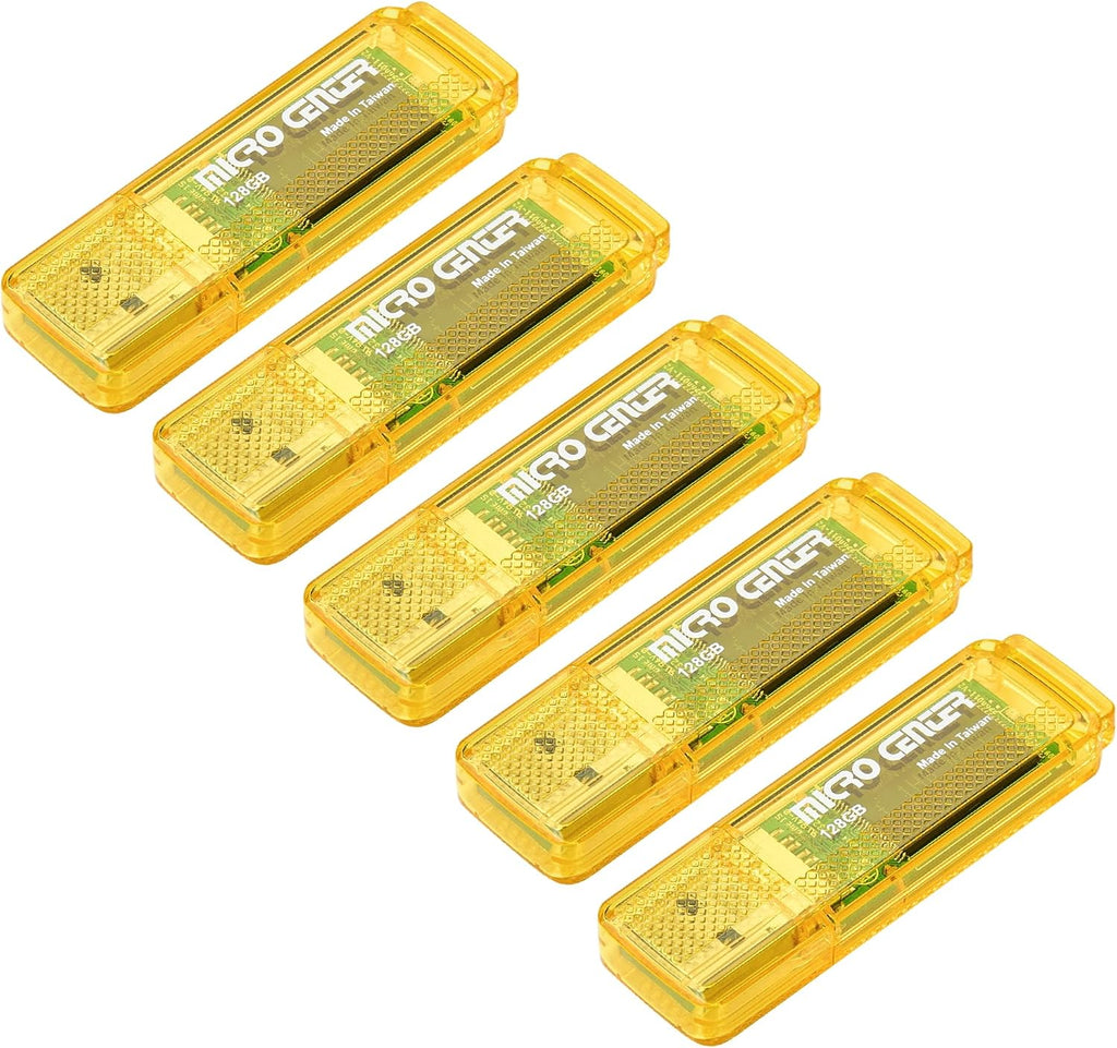 INLAND Micro Center SuperSpeed 128GB 5-Pack Ultra Flash Drive USB 3.0/USB 3.1 Gen1 Memory Stick with Keychain Thumb Drive Photo Stick Jump Drive