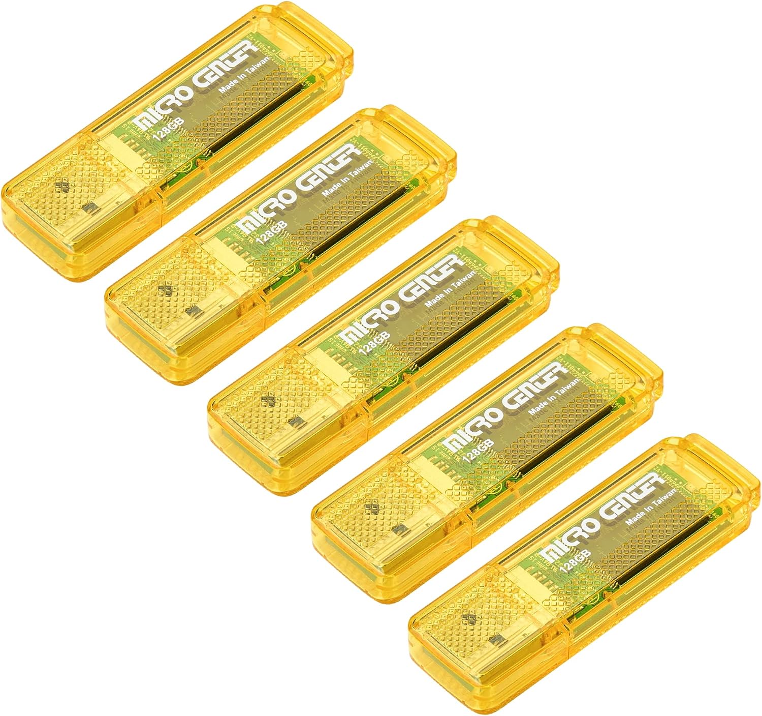 INLAND Micro Center SuperSpeed 128GB 5-Pack Ultra Flash Drive USB 3.0/USB 3.1 Gen1 Memory Stick with Keychain Thumb Drive Photo Stick Jump Drive
