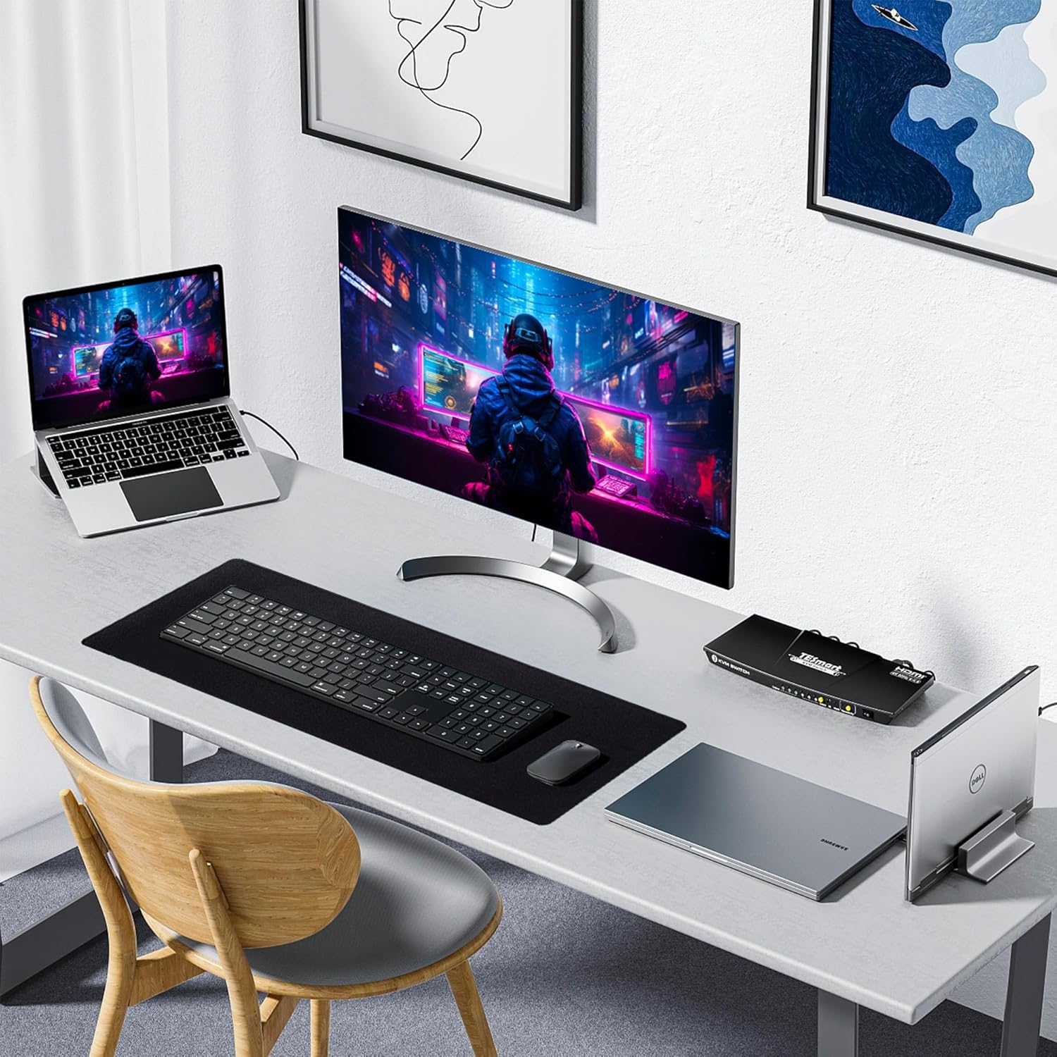 ALOANES Large Gaming Mouse Pad with Non-Slip Rubber Base,Stitched Edge,Desk mat for Laptop,Computer & PC, Wristing Pad for Gamer,Office & Home,Classic Black XL 27.6''x 11.8''x 0.12''