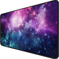 Gaming Mouse Pad with Stitched Edges, (35.4X15.7In) Durable Non-Slip Natural Rubber Base, Waterproof Computer Keyboard Pad Mat for Esports Pros/Gamer/Desktop/Office/Home, Galaxy