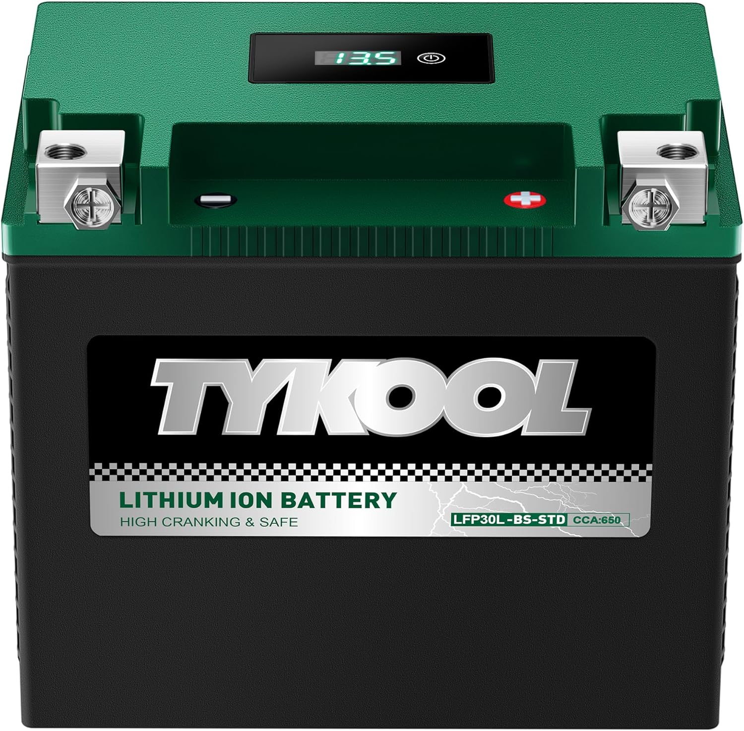 TYKOOL YIX30L-BS-STD (YTX30L-BS),650CCA, Lithium LiFePO4 Motorcycle Battery 12v,Digital Readout,Fits for BMW,Harley Davidson; ATV,UTV,Snowmobile,Compatible for Polaris,BRP (Can-Am),Arctic Cat