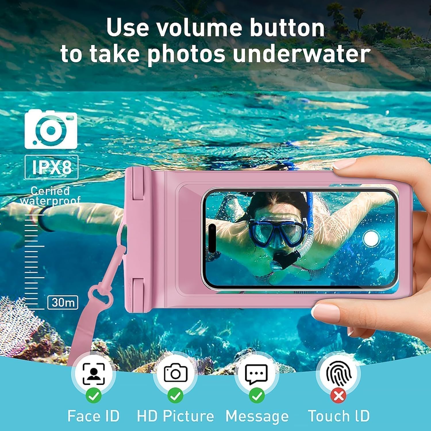 Universal Waterproof Phone Case,with Inside Card Pack,Large Dry Bag Up to 8.3",Compatible with iPhone 16 15 14 13 Pro Max, IPX8 Cellphone Travel Beach Essentials for Beach, 2 Pack-Black &Pink