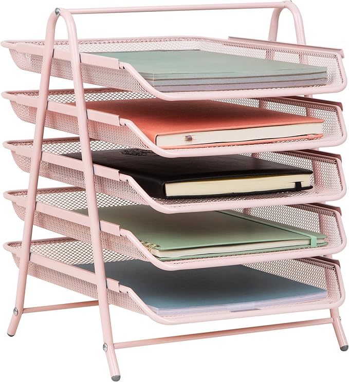 Mind Reader 5-Tier Paper Tray Organizer, Vertical Desktop File Storage Rack by MindReader