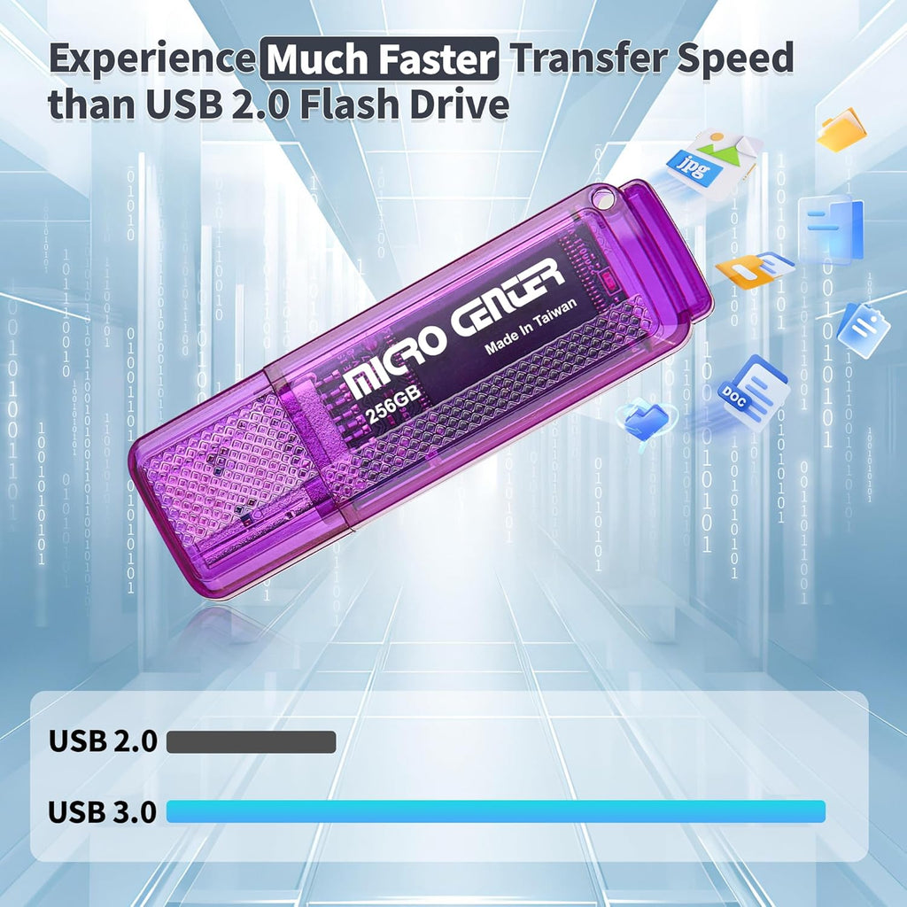 INLAND Micro Center SuperSpeed 256GB USB 3.0/USB3.1 Gen1 Flash Drive Gum Size Memory Stick Thumb Drive Data Storage Jump Drive (256G)