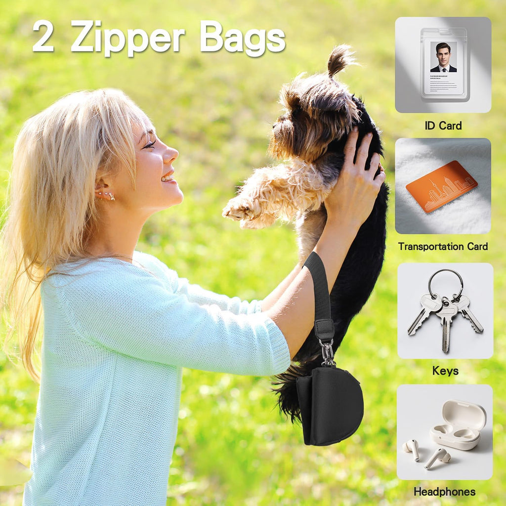 kullder Clip and Go Phone Strap Crossbody with Zipper Wallet, 2 Pcs-Crossbody Lanyard & Wrist Strap-1 Pad, 2 Wallets, Save Girls Phone Strap with Pouch, Universal Lanyard Cellphone Holder (Black)
