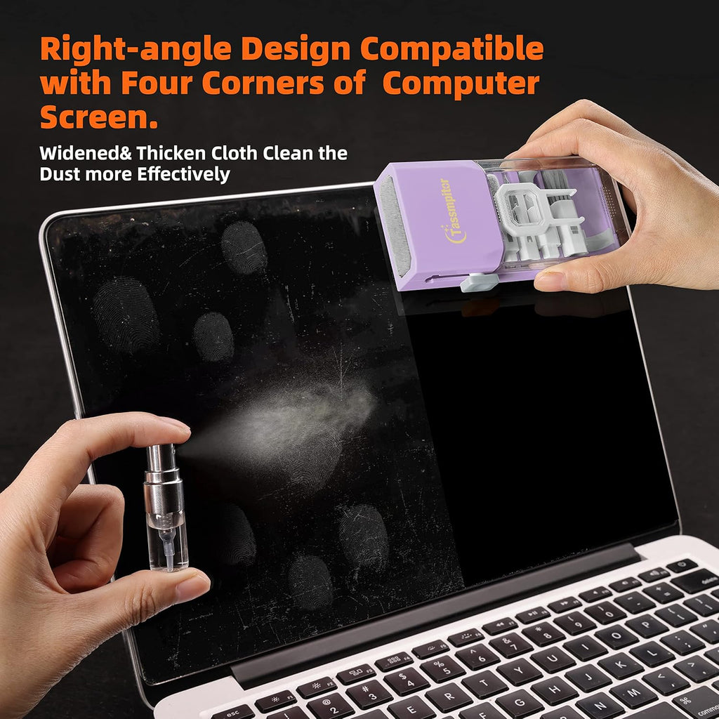 Laptop Screen Keyboard Cleaner Kit, All in 1 Electronic Cleaning Tool for MacBook iPad iPhone Pro Cell Phone, Brush Tool for Tablet, Computer, PC Monitor,TV Camera Lens with Patent, Purple