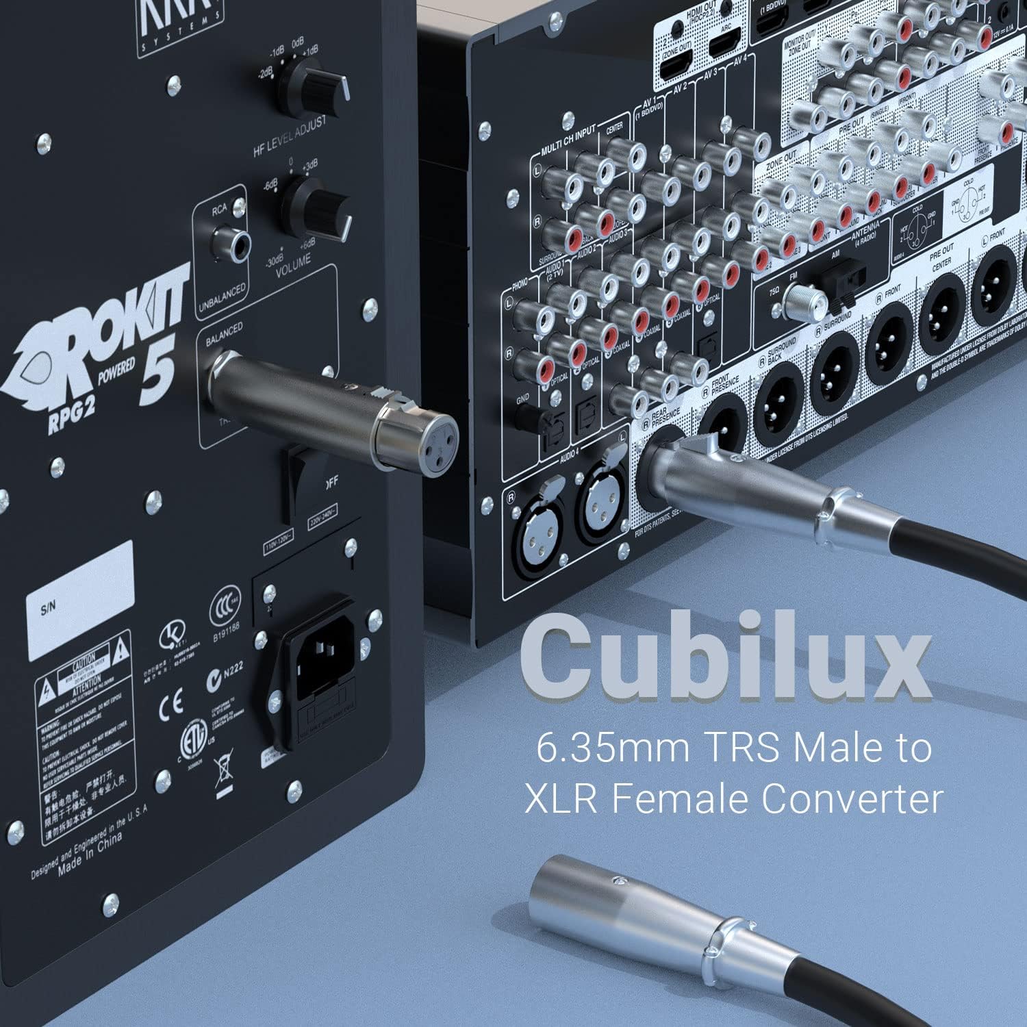 Cubilux Balance 1/4” Male to XLR Female Converter, XLR to 6.35mm(Quarter Inch) TRS Stereo Adapter for Microphone, Headphone, Power Amplifier, Mixer, Karaoke System, Speaker, 2-Pack