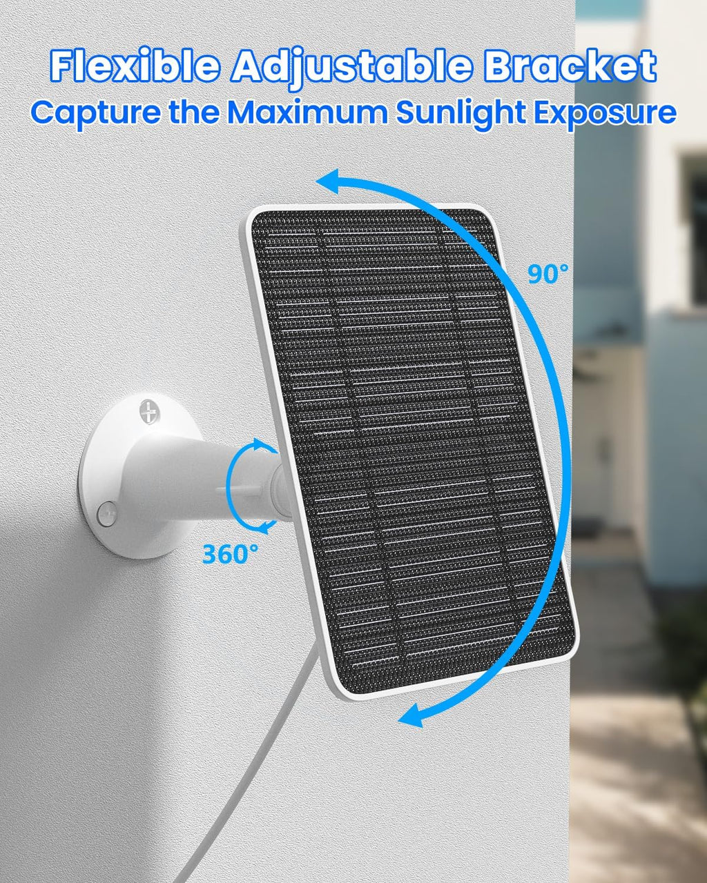 Solar Panel Charger Compatible with Reolink Argus 2E/Eco Ultra/Go PT Plus/Go Plus/Argus 3 Pro/Argus PT, 5W Solar Panels for Reolink Battery Camera, IP65 Waterproof 10ft Cable Secure Wall Mount, 3 Pack