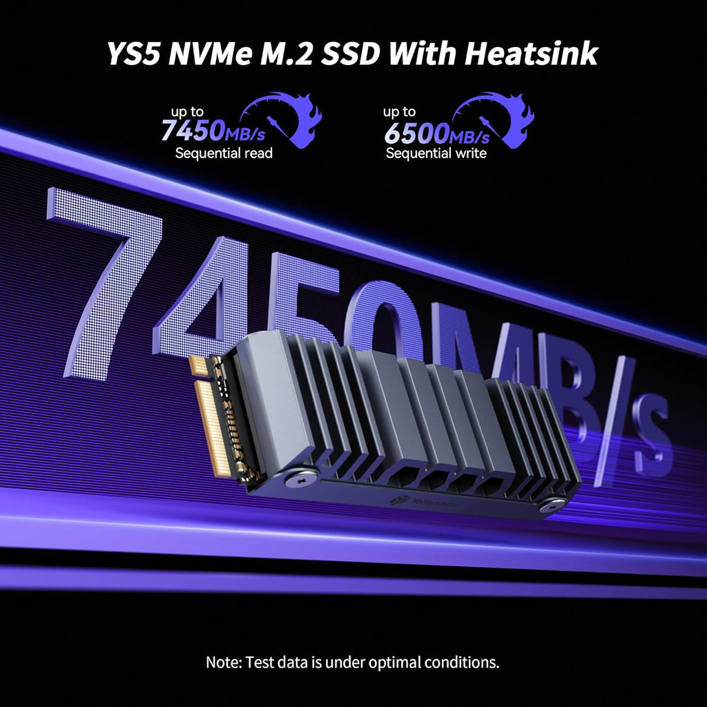 Yottamaster YS5 1TB SSD for PS5 Storage Expansion with Heatsink, M.2 PCIe 4.0 Gaming SSD Up to 7450MB/s, 3D NAND TLC, Internal Gaming Solid State Drive for PS5