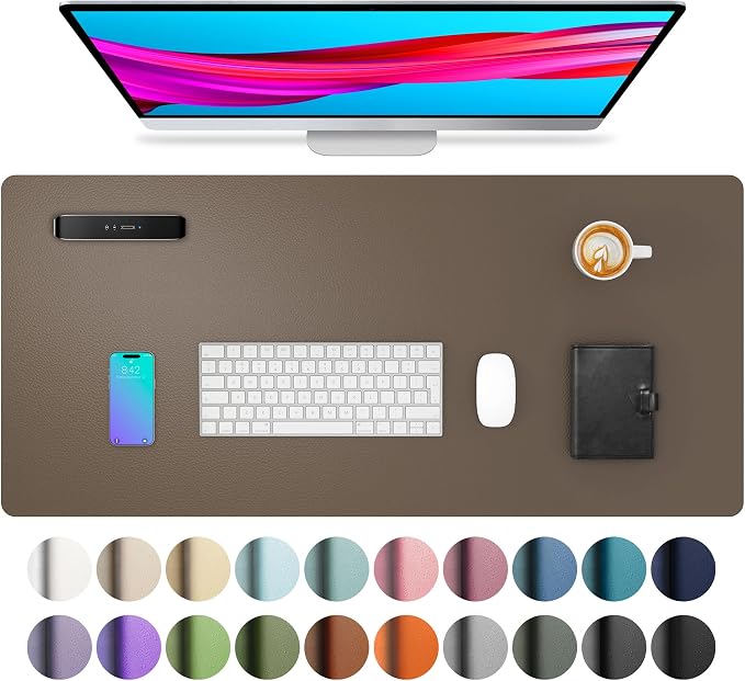 Aothia Leather Desk Pad Protector, Office Mat, Large Mouse Pad, Non-Slip PU by AothiaSimpleNaturalUnique