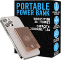 AquaVault ChargeCard – Ultra Slim Emergency Power Bank (2300mAh) – Fits in Wallet – USB-C & Micro-USB – Durable Steel Body – Flight-Safe Pocket Charger for iPhone 16/15/14/13/12, Android - (Rose Gold)