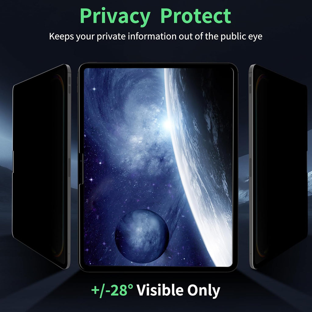 Nano Privacy Screen Protector Compatible with iPad Pro 13 2024 7th Gen (A2925, A2926) Anti-Glare Blue Light Film Anti-Spy Filter, Bubble-Free Shield Easy Install Guard Removable Cover