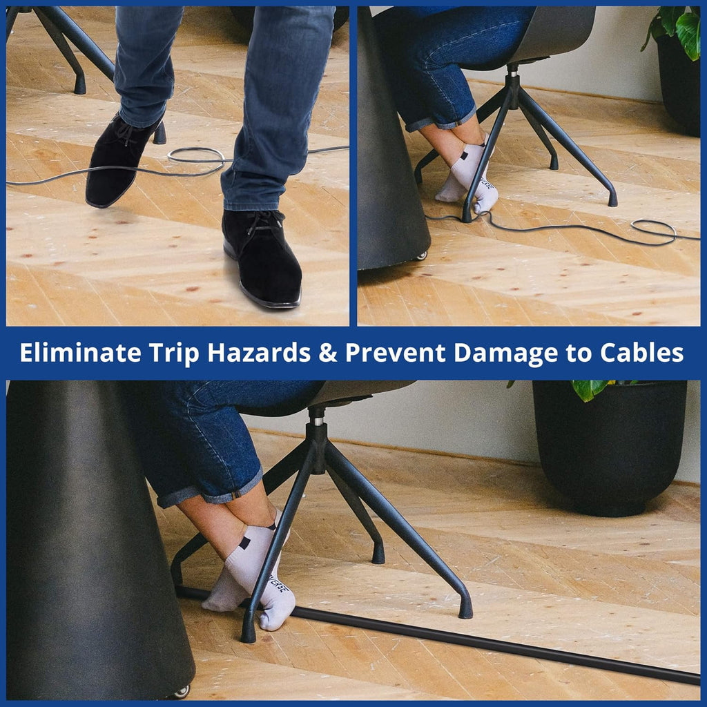 ZhiYo 4ft Cord Hider Floor for 1 Small Wire, Soft PVC Cord Covers for Wires on Floor, Wire Cover to Hide Power Cords, Cable Cover Protect Cords, Cable Cavity: W0.47in x H0.28in Vintage Coffee Brown