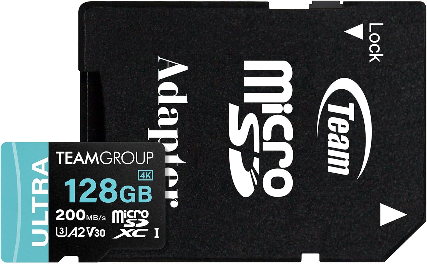 TEAMGROUP A2 Ultra Card 128GB Micro SDXC UHS-I U3 A2 V30, R/W up to 200/80 MB/s with Adapter TULMSDX128GIA2V3022503