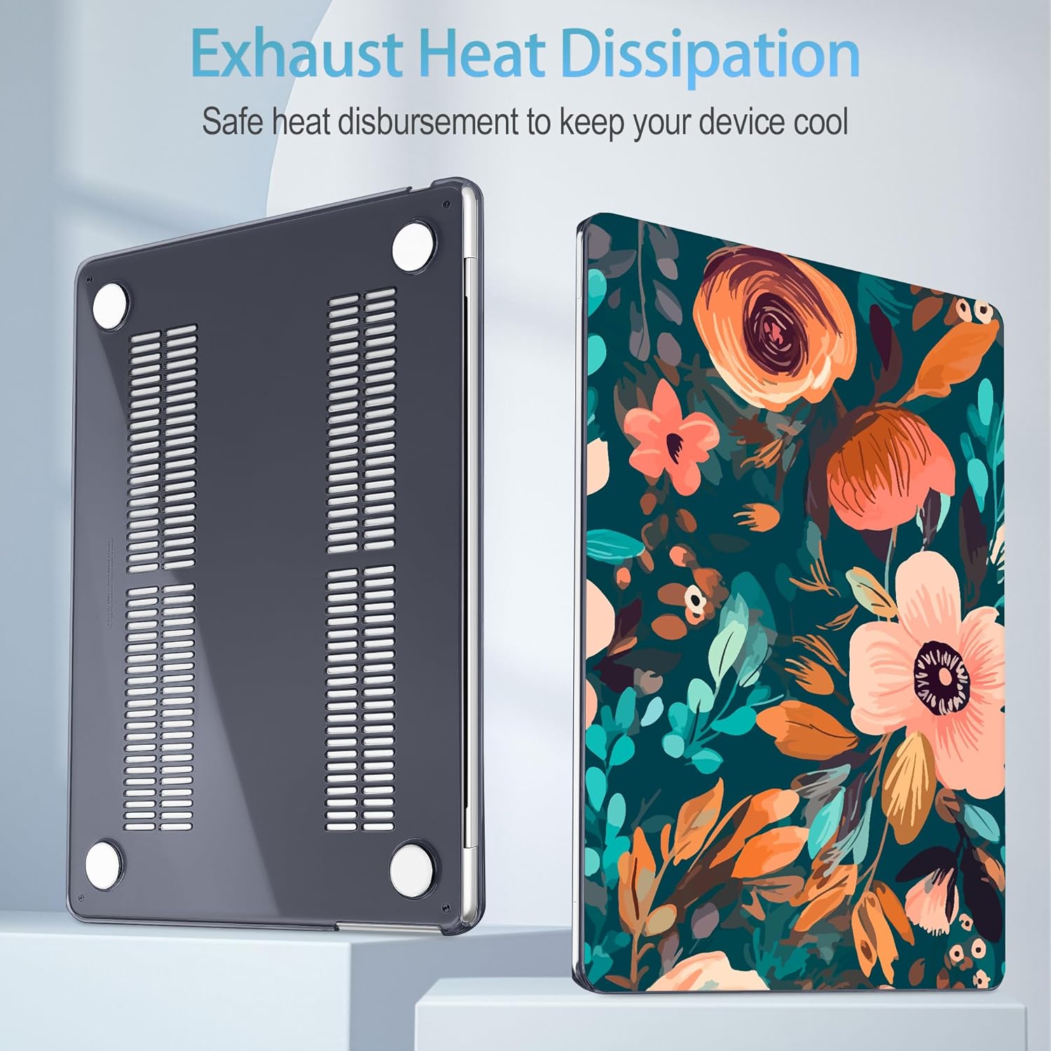 Mektron for 2025 M4 MacBook Air 13.6 Inch A3240 Case Fits 2023 A2681 M2 2024 A3113 M3 Chip with Liquid Retina Display Touch ID, Printed Plastic Hard Shell Cover for MacBook Air 13.6", Abstract Florals