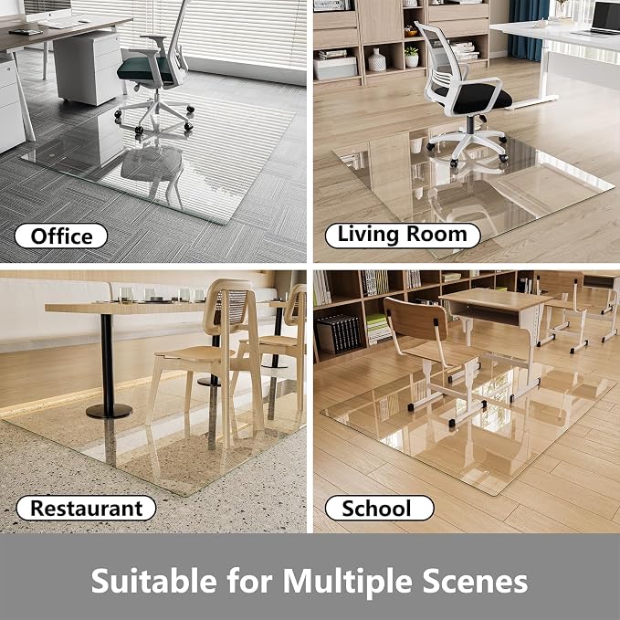 Koonmi Chair Mat for Carpet, Tempered Glass 48"x60" Office Chair Mat, Glass - Image 7