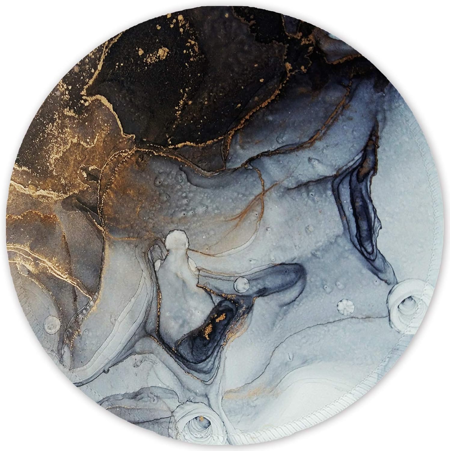 ITNRSIIET Round Mouse Pad with Stitched Edge Premium-Textured Waterproof Non-Slip Rubber Base Desktop Protection Mat Diameter 8.7 inches, Ink and Wash Marble