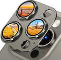 Uyiton Compatible with iPhone 15 Pro/iPhone 15 Pro Max Camera Lens Protector, [Not Easy to Break][Strong Adsorption][Case-Friendly] Metal Tempered Glass Rear Camera Screen Cover - Natural Titanium