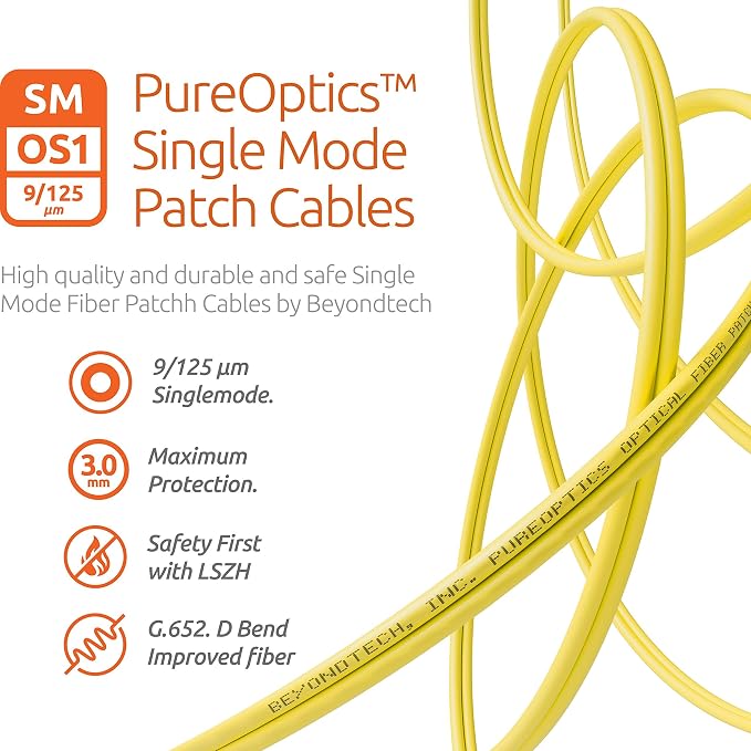 BEYONDTECH 1m LC to ST Fiber Patch Cable – UPC Single-Mode Duplex Fiber Optic - Image 5