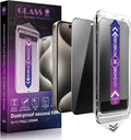 2 Pack Privacy Screen Protector for iPhone 16 Pro 6.3-Inch Auto Dust Removal, No Bubbles,Anti-Spy Tempered Glass Film, Easy Installation