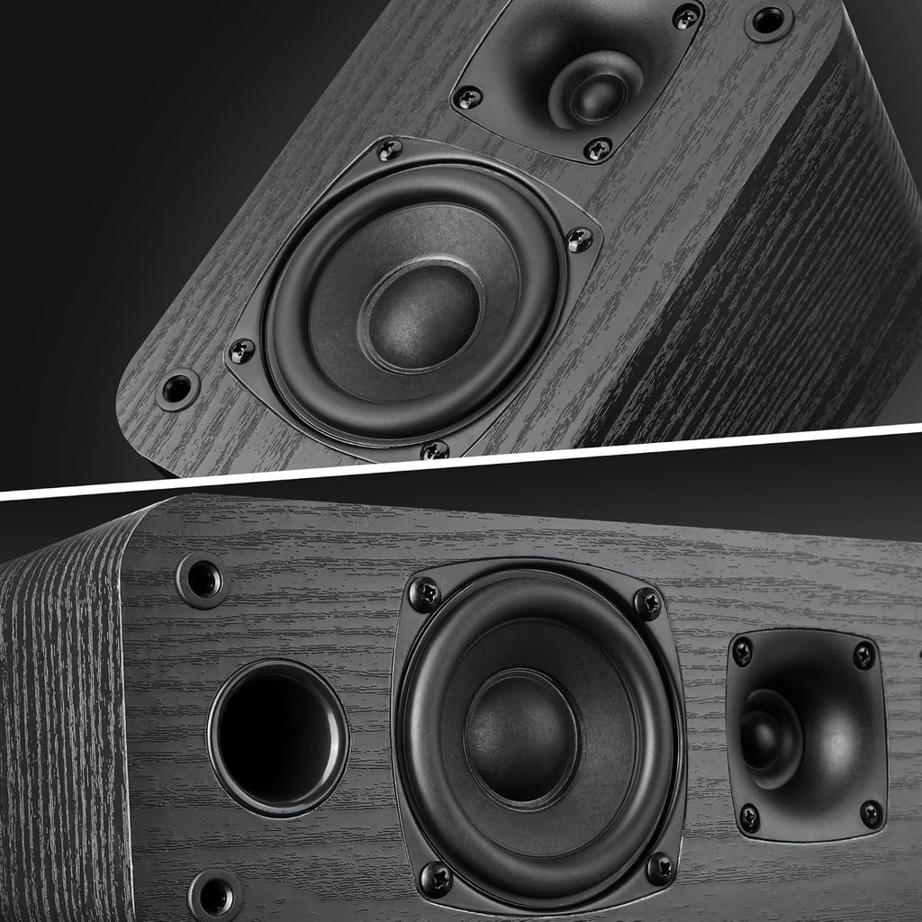 Saiyin 5.0 Home Theater System, 100w HiFi Surround Sound Speakers with Stereo Surround Sound and Classic Rretro Wood Grain for TV/PC, Passive, Amplifier or Receiver Required, Cable Not Included