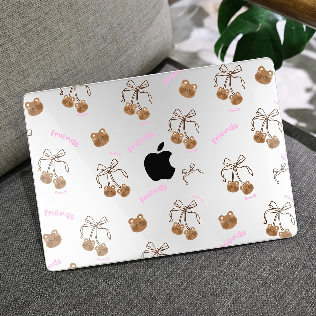 MEEgoodo Case for MacBook Pro 13 inch Case 2022 2021 2020 New A2338 M2/M1 A2251 A2289, Laptop Hard Shell with Keyboard & Camera Cover Compatible with 13 inch MacBook Pro, Teddy Bear & Bows