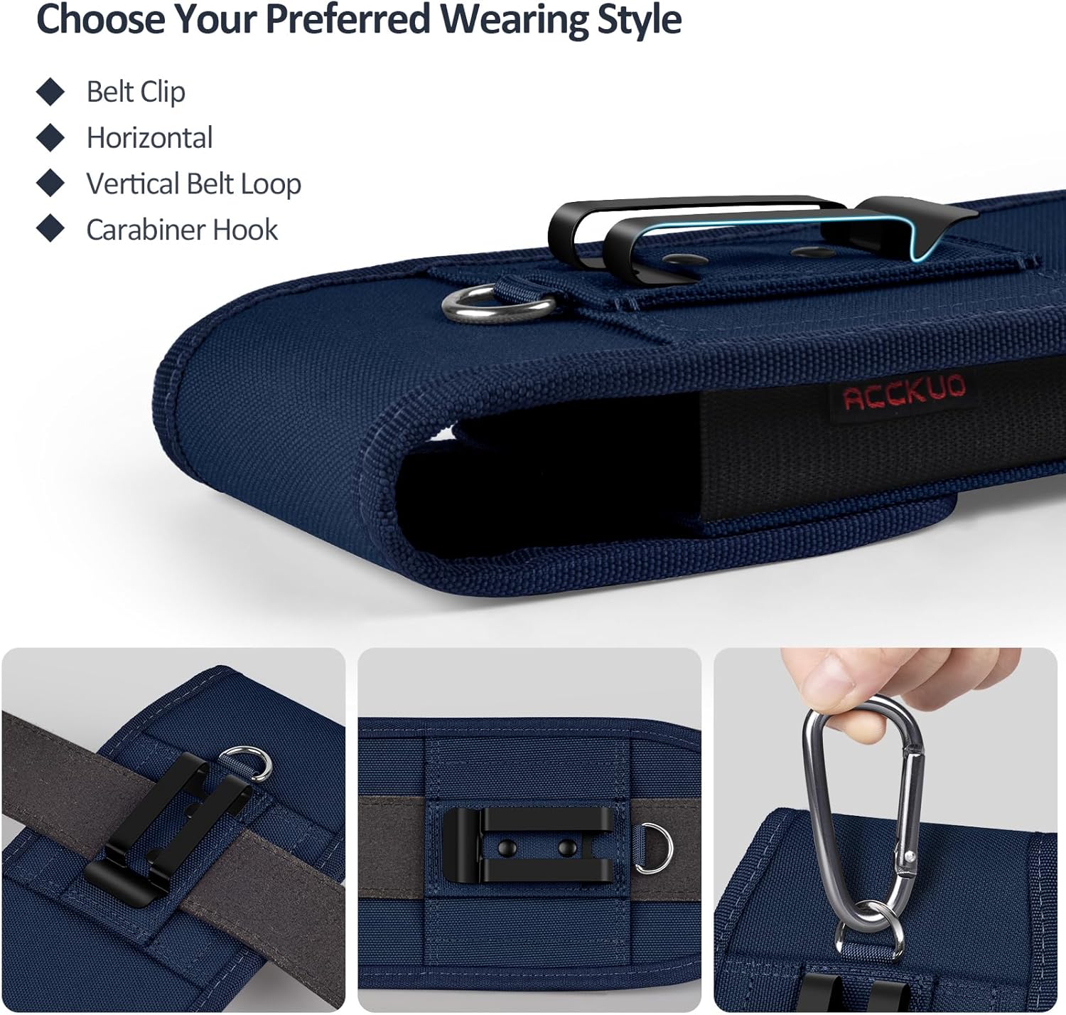 Phone Holster for Belt with Metal Clip and Magnetic Closure Compatible with iPhone 16/15/14/13/12 Pro and Non-Pro, Galaxy S25 S24 S23 S22 for Everyday Protection, M-Blue