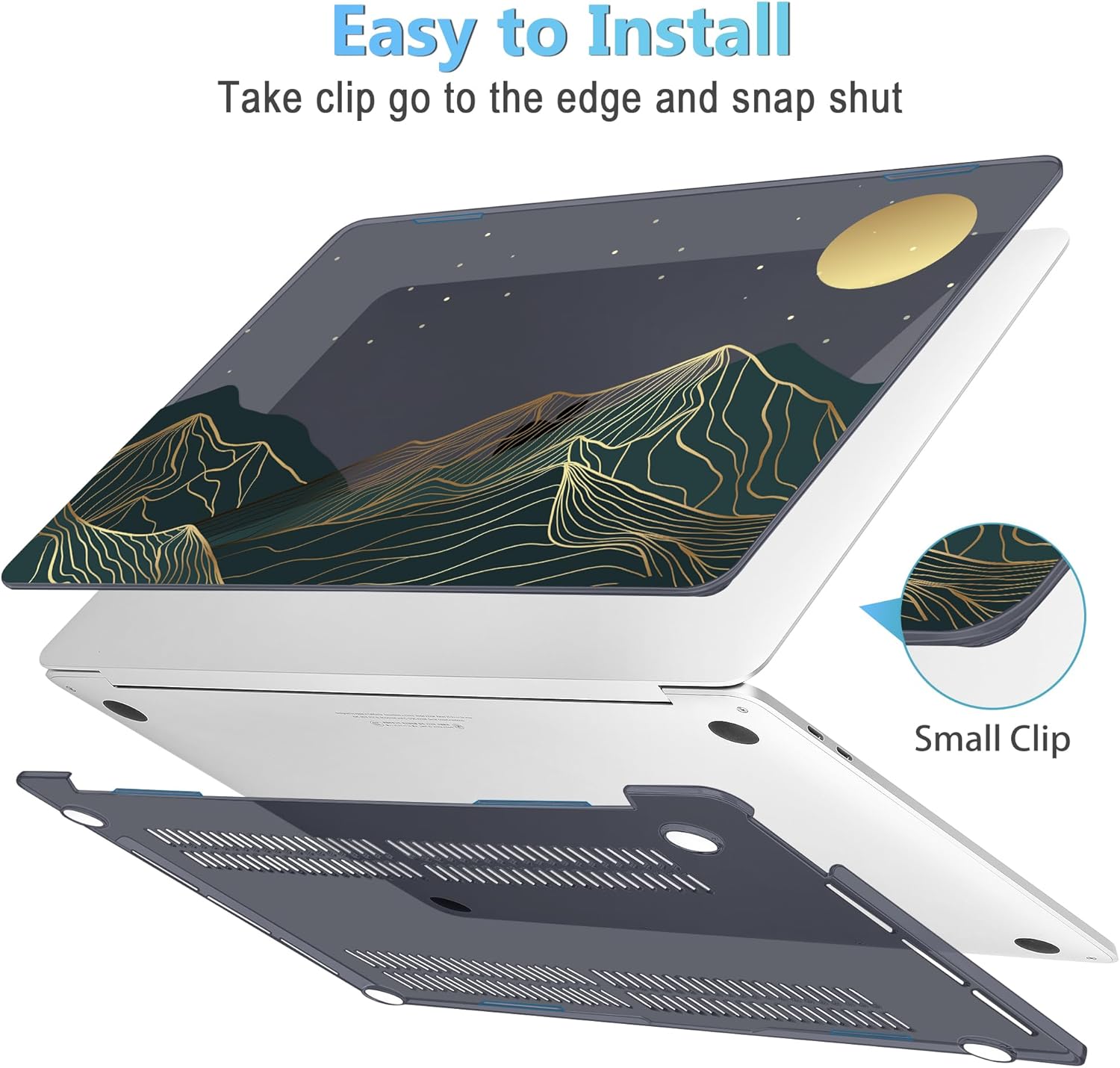 Mektron for MacBook Air 13 Case A1466/A1369 (2010-2017 Release), Snap-on Plastic Hard Shell Cover for MacBook Air 13.3 inch with Keyboard Cover, Abstract Mountain C112