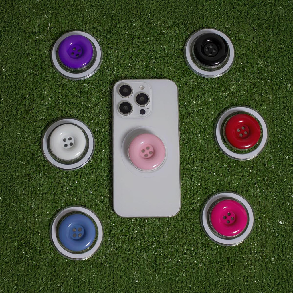 Solid Color Button Phone Grip – Minimalist Design, Durable and Lightweight, Grip and Stand for Smartphones (Hot Pink, Magnetic Type)