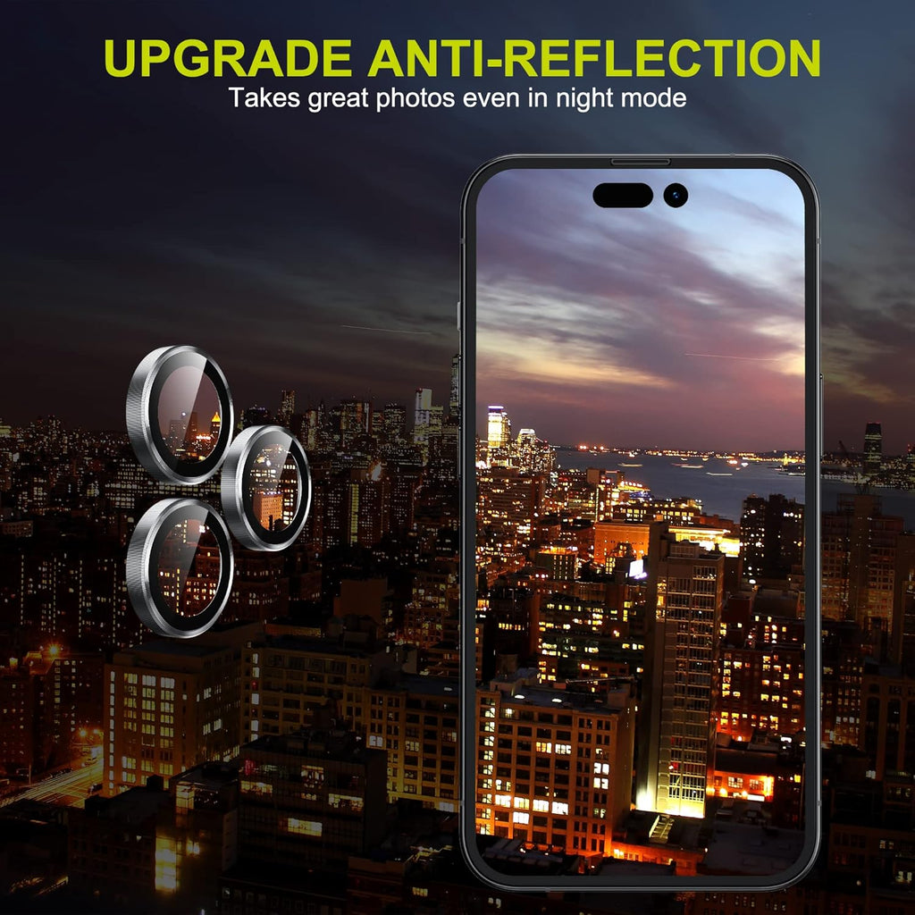 WSKEN for iPhone 14 Pro/iPhone 14 Pro Max Camera Lens Protector,[Night Shooting Mode] HD Tempered Metal Glass Camera Screen Protector Cover Film Accessories, Silver