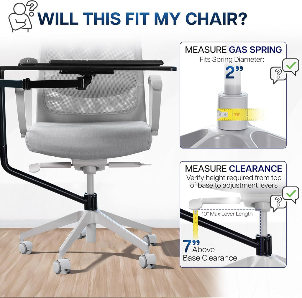VIVO Office Chair Mounted 26 x 12 Inch Keyboard and Mouse Tray, Ergonomic Tilt, Full Motion 360 Degree Rotation, Black, MOUNT-KB08C