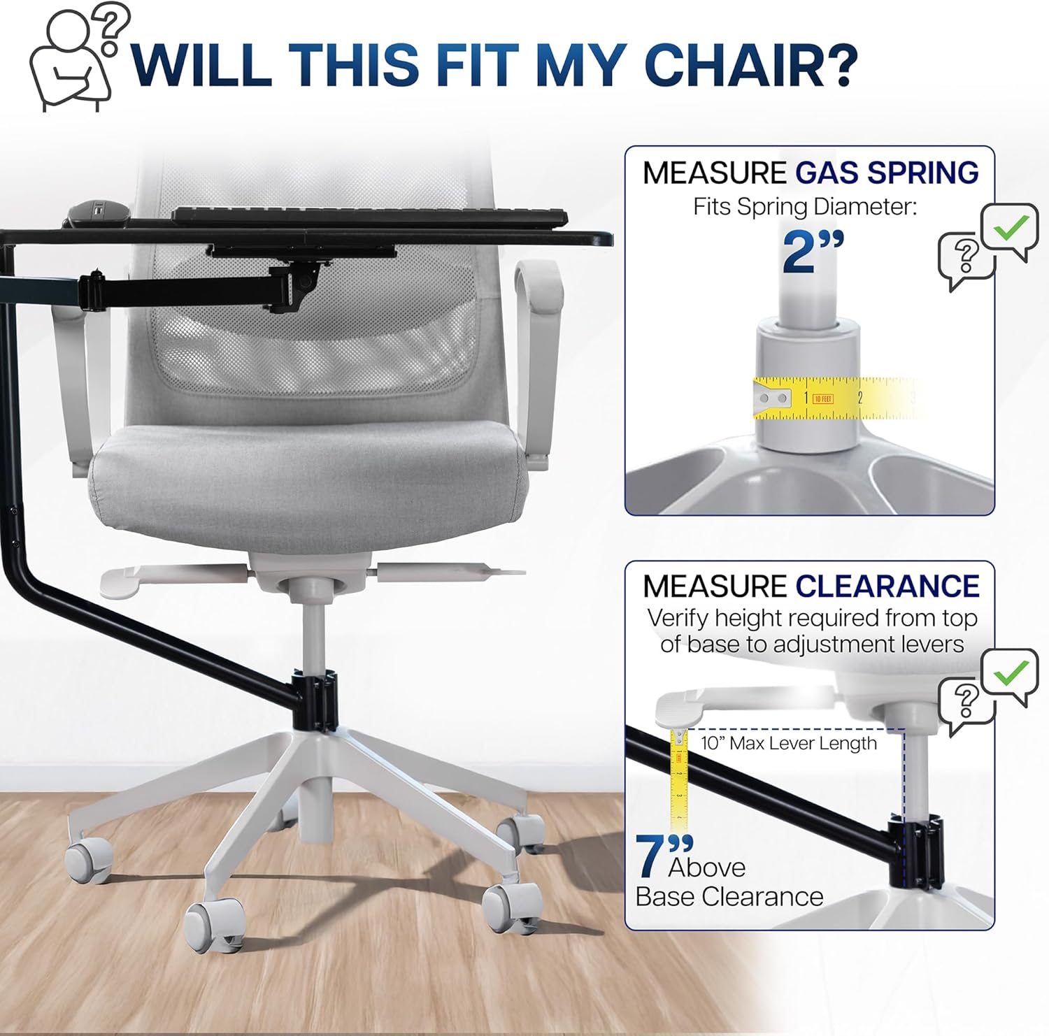 VIVO Office Chair Mounted 26 x 12 Inch Keyboard and Mouse Tray, Ergonomic Tilt, Full Motion 360 Degree Rotation, Black, MOUNT-KB08C