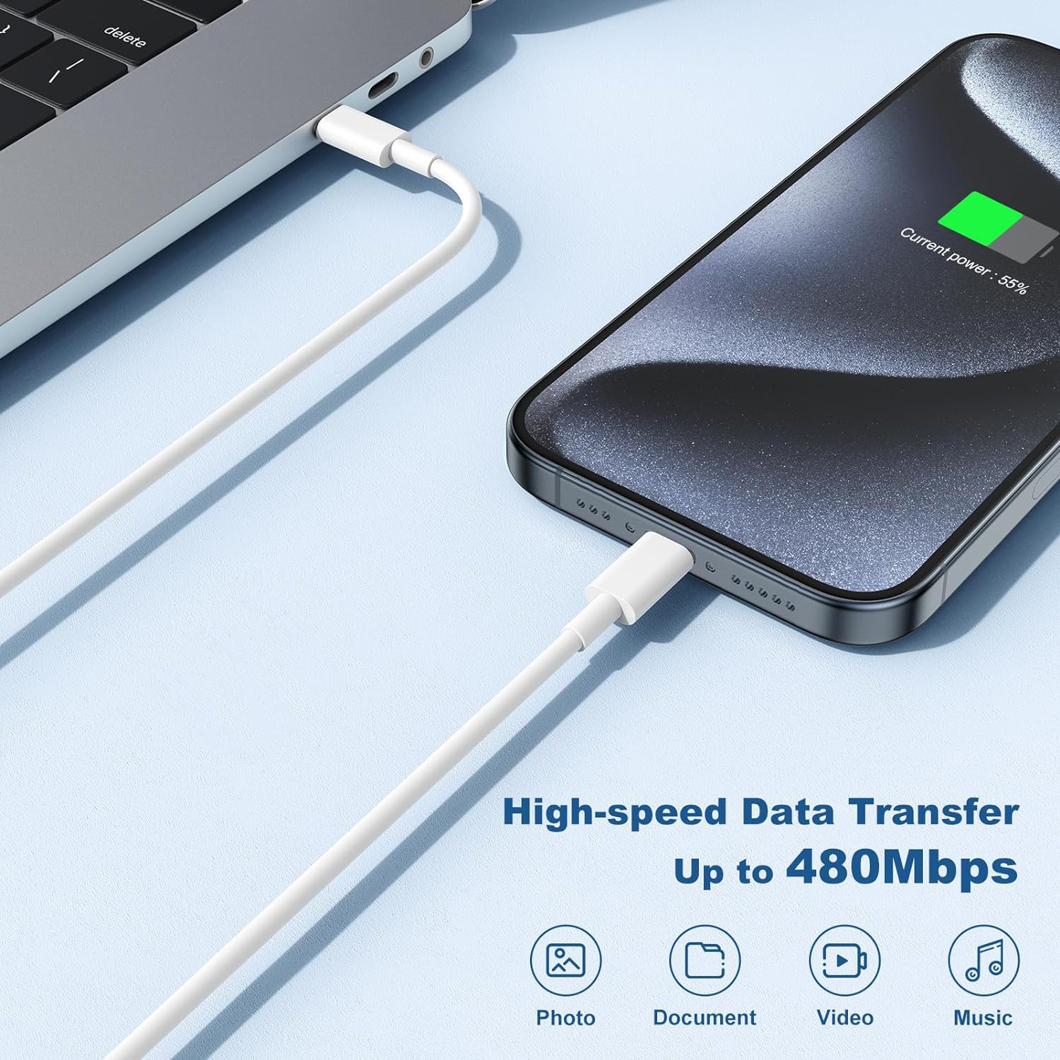 10FT Fast Charging Cord for iPhone 16 15,3Pack Extra Long 10Foot USB C to Type C Charger Cable 20W USB C Charger Block Cube Super Quick Charging for iPhone 16 15 Pro/Plus/Pro/Pro Max,iPad Pro/Air/Mini